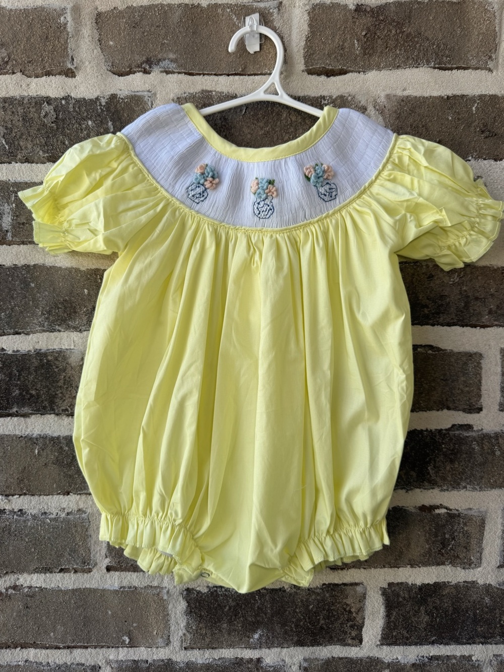 Yellow Embroidered Bubble One-Piece for Kids